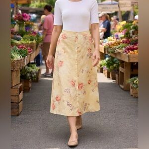 Vintage Ralph Lauren 100% Linen Midi Skirt